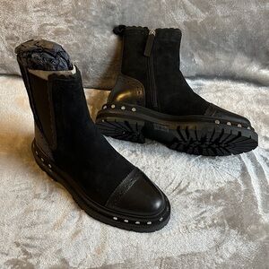 Free People Black Suede and Leather Boots